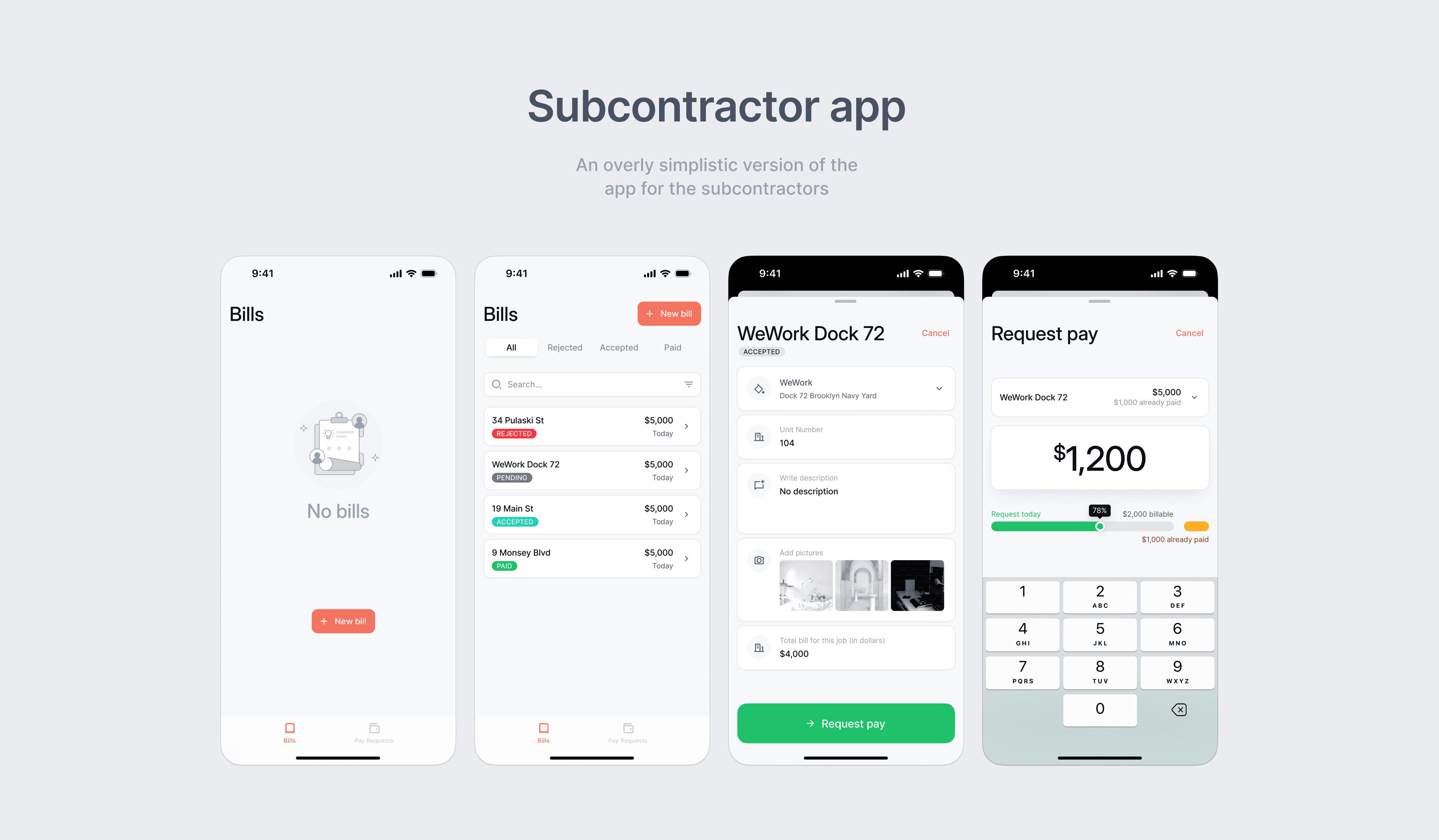 Subcontractor App Interface